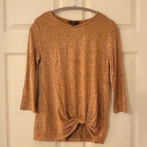 Samantha Front Twist Brushed Knit Top by MIX by 41 Hawthorn. Small. Mustard.